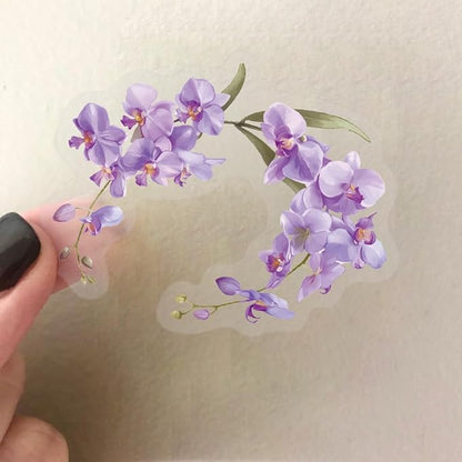 Flower Sticker,50 Pcs Waterproof Transparent Wildflower Stickers for Water Bottles, Laptop, Notebook,Scrapbooks, Journals, Planners, DIY Decoration - Assorted Floral Designs