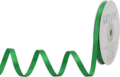 Green Satin Ribbon, Double Faced 1/4 Inch X 25 Yards Green Ribbon, Premium Satin Ribbon for Gift Wrapping, Crafts, Hair Bow Making, Sewing, Flower Bouquet, Wedding Party Decor