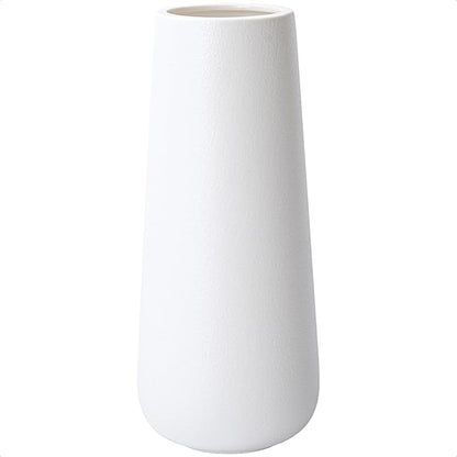 D'vine Dev 11 Inch Ceramic Flower Vase Textured Finishing, Minimalist Design for Kitchen, Bedroom, Living Room, Centerpieces, Office, Ivory, VS-XH-A-2