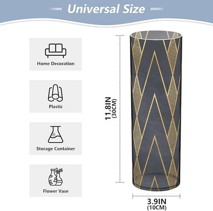 Vase Plastic Vase Elegant Cylinder Flower Vase Shatterproof Decorative Centerpiece for Home Table Office Weddings Events (11.8 x 3.9 in)