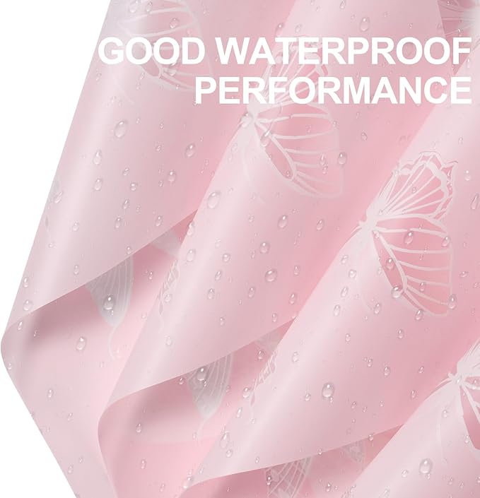 WRAPAHOLIC 20 Sheets Flower Wrapping Paper - 22.4 x 22.4 inch Pink Butterfly Water-Resistant Floral Bouquet Wrapping Paper, Florist Supplies Packaging for Wedding Birthday Gift DIY
