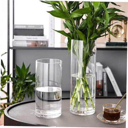 STOBAZA Transparent Glass Cylinder Flower Vase for Indoor Decoration Floral Arrangement Container Elegant Centerpieces for Home Wedding Table Display