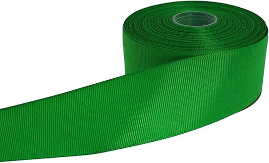 Solid Grosgrain Ribbon 25 Yard Each Roll 100% Polyester Woven Edge (1/1-2", Green)