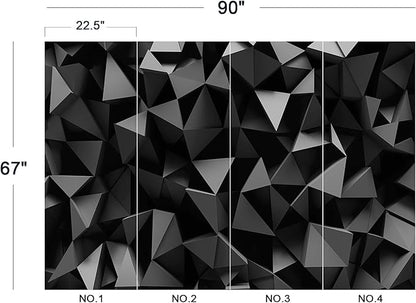 Cliouar-Black Triangle Background Mural Wallpaper Peel and Stick 90" x 67"
