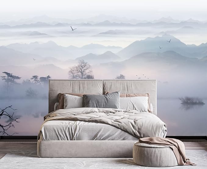 Misty Mountain Forest Wall Mural Wallpaper for Bedroom 178" x 117"
