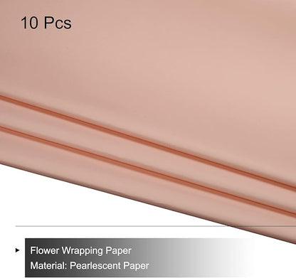 MECCANIXITY 10 Pcs Flower Wrapping Paper 22.8x22.8 Inch Waterproof Florists Wrapping Paper for Florist Bouquet Supplies, DIY Crafts, Gift/Gift Box Packaging Light Red