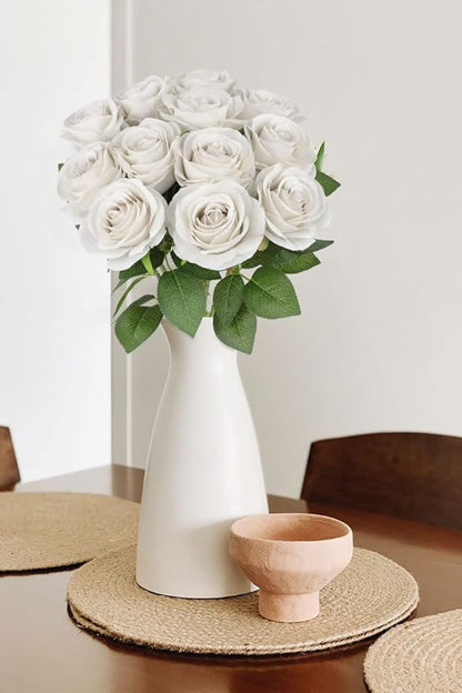 12pcs Roses Artificial Flowers Nude Silk Roses with Long Stems Fake Flowers for Wedding Bouquet Centerpices Decorations Party Bridal Baby Shower Home Decor