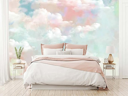 Wall Mural - 3D Wallpaper Decoration, Pink Clouds, 103" x 69" (Not Self-Adhesive)