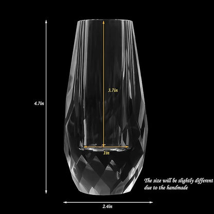 Kitcom Small Flower/Bud Crystal Vase Decorative Vases for Home or Wedding, Outline Dimensions W2.4''xH4.7'', Clear with Gift Box