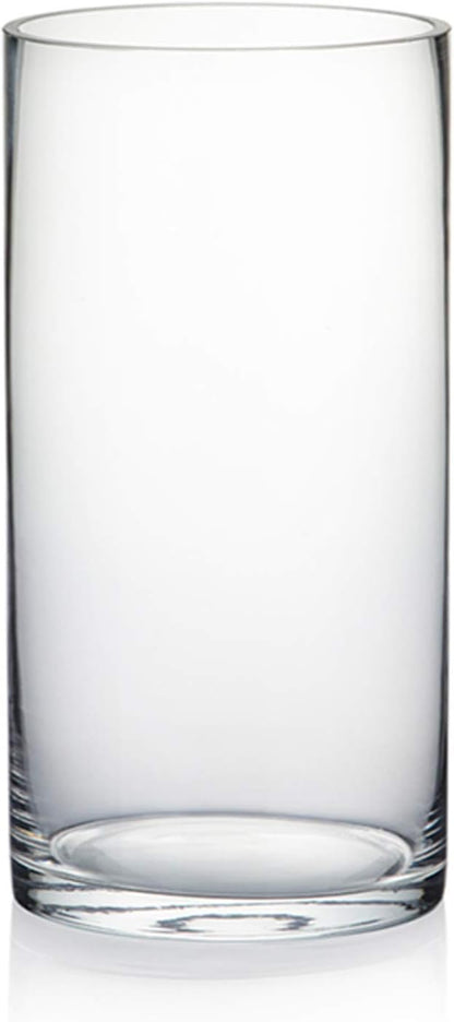 WGV Cylinder Vase, Diameter 5", Height 10", Clear Glass Floral Planter Container, Floating Candle Holder for Wedding Party Event Home Office Decor, 1 Piece