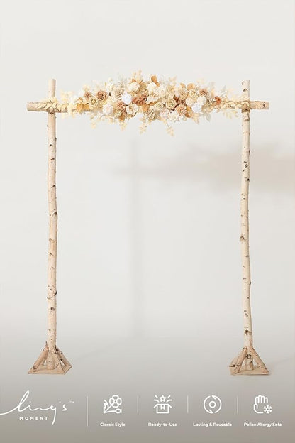 Ling's moment Wedding Arch Flowers - 6.5FT Floral Garland for Ceremony Arbor Backdrop Decoration - Artificial Rose Floral Swag for Sweetheart Table Birthday Party, Baby Shower, Beige Brown