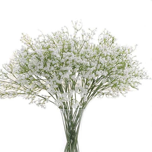 15 Pack Real Touch Artificial Baby's Breath Flowers - 21" Bendable Stems for Wedding Bouquets, Home Centerpieces & Outdoor Decor (Waterproof, Dustproof, White)