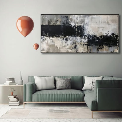 Wall Art Abstract Canvas Painting Black Grey Wall Decor Modern Artwork for Living Room Bedroom Dining Room Home Office Decor Large Framed Ready to Hang 30"x60"