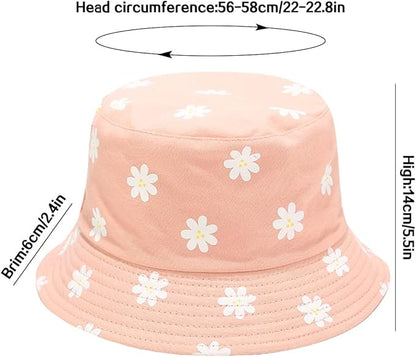 XYIYI Cute Bucket Hat Beach Fisherman Hats for Women, Reversible Double-Side-Wear