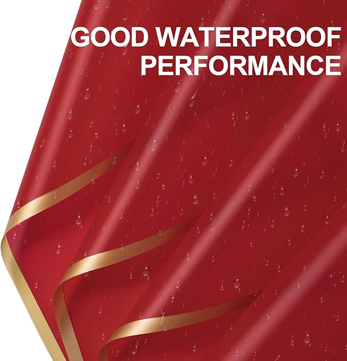 WRAPAHOLIC 20 Sheets Flower Wrapping Paper - 22.4 x 22.4 inch Gold Trim Red Water-Resistant Floral Bouquet Wrapping Paper, Florist Supplies Packaging Paper for Wedding Birthday Gift DIY