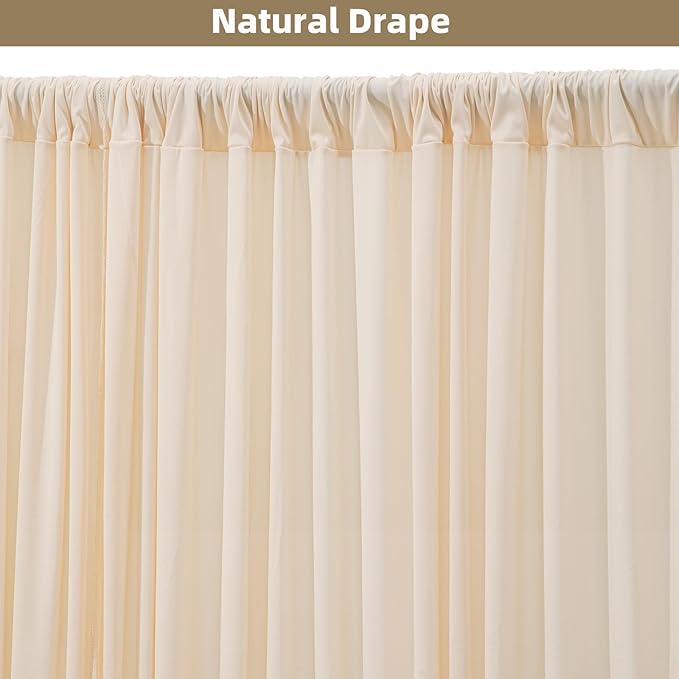 30x10ft Wrinkle Free Backdrop Curtain for Parties Soft Fabric Drapes Wedding Cream Curtain Backdrop for Birthday Party Decorations Background for Photography 5x10ft,6 Panels