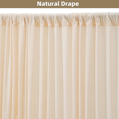 10x10ft Wrinkle Free Backdrop Curtain for Parties Soft Fabric Drapes Wedding Cream Curtain Backdrop for Birthday Party Decorations Background for Photography 5x10ft,2 Panels