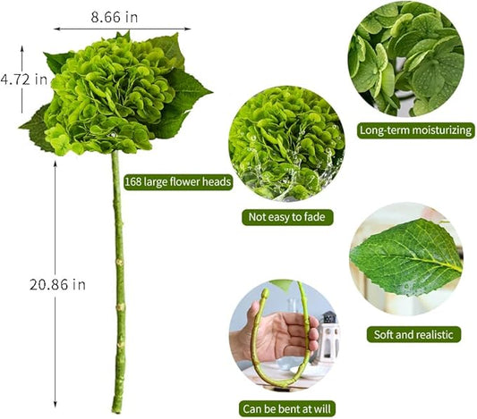 4Pcs Hydrangea Artificial Flowers 21 Inch Real Touch Flowers with Stems Fake Artificial Hydrangeas Flowers for Bouquet Table Centerpieces Spring Decorations for Home