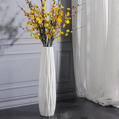 White Ceramic Vase, 17.7" Tall Floor Vase Large Flower Vase Decorative Vases for Modern Home Decor Living Room Office Bedroom Table Centerpieces Shelf Kitchen Wedding Farmhouse Décor