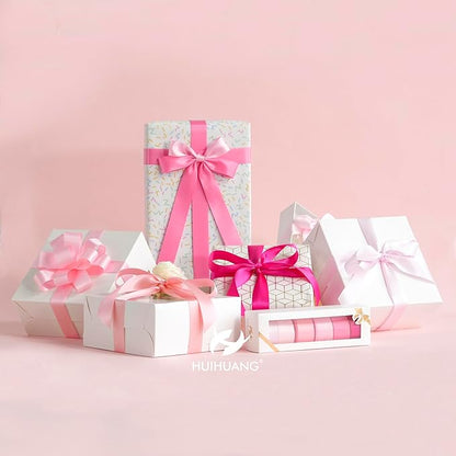 HUIHUANG Pink Satin Ribbon 1 inch Baby/Light/Hot Pink Double-Faced Satin Ribbons for Flower Bouquet, Gift Wrapping, DIY Crafts, Bridal Shower Wedding Decor- 6 Rolls, Total 30 Yards