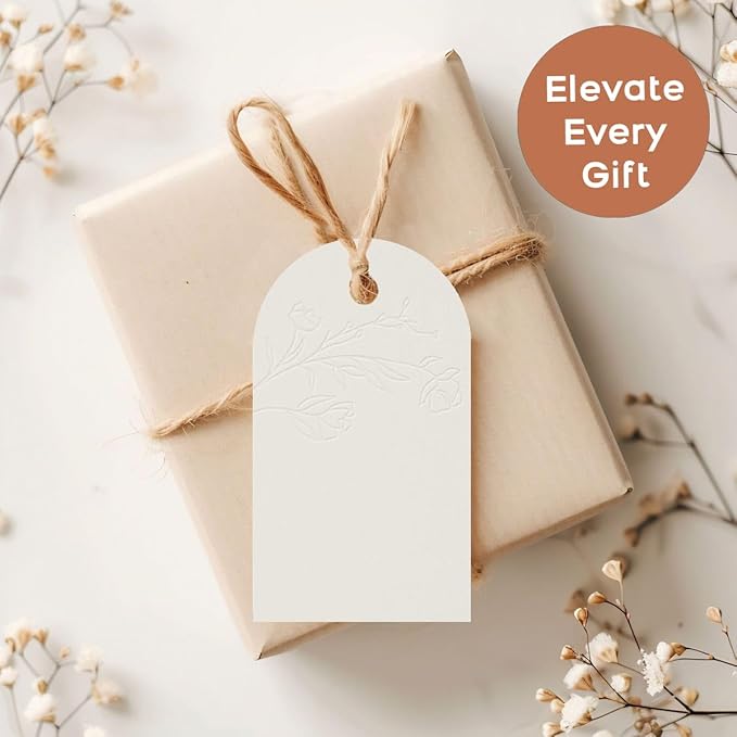 50 Floral Thank You Gift Tags with String Attached, Small Thank You for Celebrating with Us Gift Bag Tags for Presents and Personalized Party Favors - Baby Shower, Wedding, Bridal Shower, Birthday