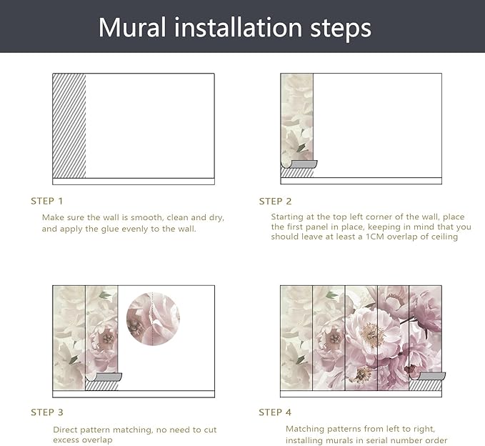 PYFFYP- Vintage Flower Pink Peony Floral Wallpaper murals for Bedroom(Not Peel and Stick)