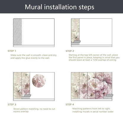 PYFFYP- Vintage Flower Pink Peony Floral Wallpaper murals for Bedroom(Not Peel and Stick)