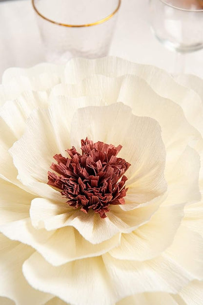 Paper Flower Decorations for Wall, Flower Wall Decor for Birthday Wedding Backdrop Baby Nursery Wall Decor Baby Showers Bridal Shower (Red+White, 6Pcs)
