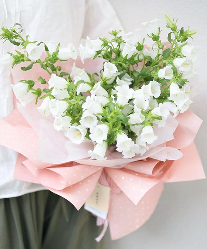 WRAPAHOLIC 20 Sheets Flower Wrapping Paper - 22.4 x 22.4 inch Pink and White Polka Dots Water-Resistant Floral Bouquet Wrapping Paper, Florist Supplies Packaging for Wedding Birthday Gift DIY