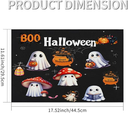 Halloween Ghosts Pumpkin Cute Placemats Set of 4 PVC Vinyl Non Slip Table Mats Heat Resistant Place Mats Washable Wipeable Dining Table Mat for Kitchen Decor Party Indoor Outdoor Decorative Gift