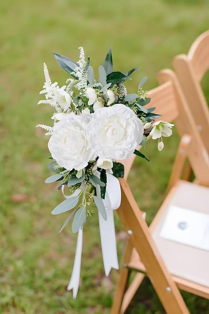 6Pcs White Ranunculus Artificial Flowers 19.7’’ Realistic Faux Ranunculus Silk Peonies with Stems for Wedding Bouquet Home Kitchen Party Garden Indoor Decoration(White)