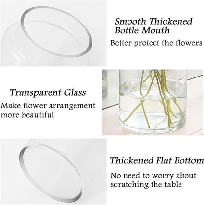 Large Glass Vase, 9 Inch Clear Glass Vase for Flowers, Large Flower Vases for Bouquet, Tall Wide Mouth Vases for Home, Wedding, Living Room, Coffe Table, Office Decor