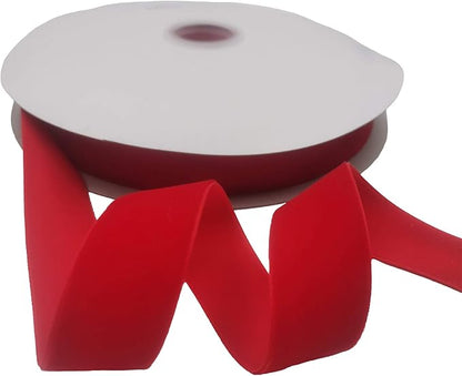 Nylon Velvet Ribbon Single Faced,1 Inch X 25Yards Spool (Red)