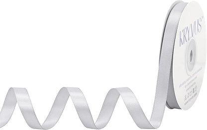 Silver Satin Ribbon, Double Faced 3/8 Inch X 25 Yards Silver Ribbon, Premium Satin Ribbon for Gift Wrapping, Crafts, Hair Bow Making, Sewing, Flower Bouquet, Wedding Party Decor