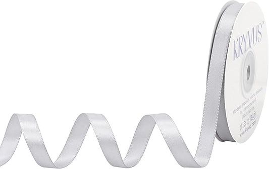 Silver Satin Ribbon, Double Faced 3/8 Inch X 25 Yards Silver Ribbon, Premium Satin Ribbon for Gift Wrapping, Crafts, Hair Bow Making, Sewing, Flower Bouquet, Wedding Party Decor