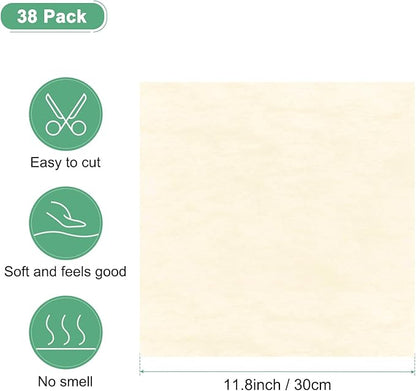 M METERXITY 38-Sheet Korean Cotton Wrapping Flower Paper, 11.8 Inch Waterproof Floral Wrapping Cotton Paper for Bouquets/Gift Packaging [Bright Beige]