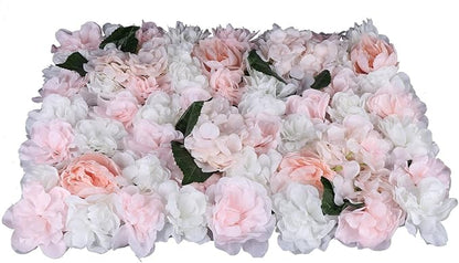 6Pcs 15.75"x 23.62x 0.79" Artificial Flower Wall Panels,Flower Wall Mat Silk Flower Panels for Outdoor Garden Backyard Fence Fence Privacy Screen and Indoor Wall Decor (6Pcs White+Pink)