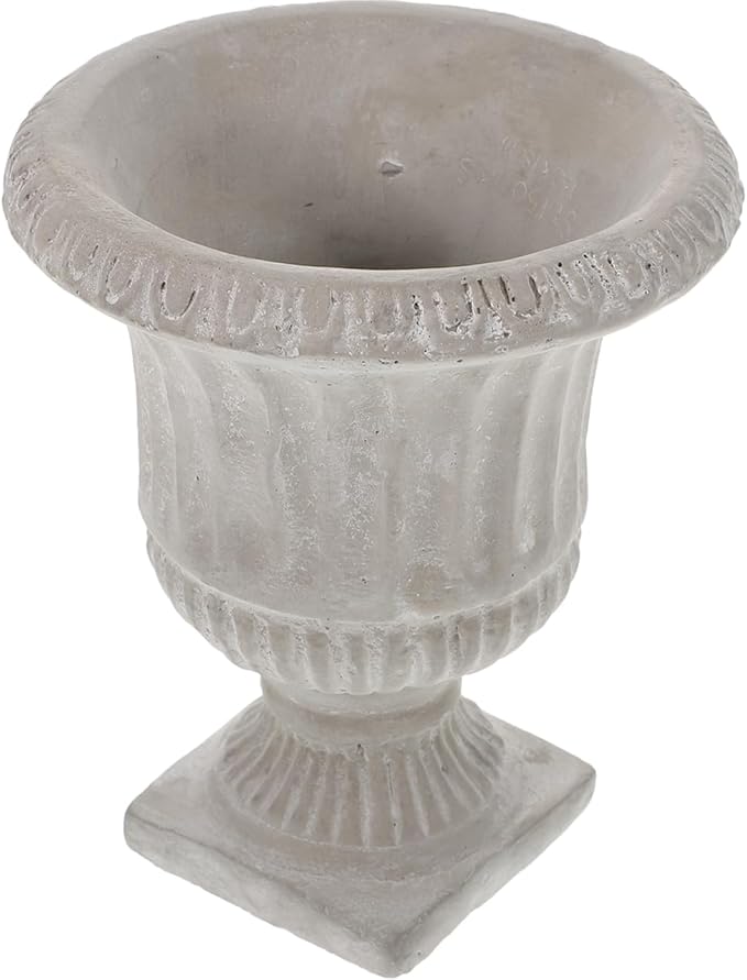 Cabilock Classic Urn Planter Cement Flower Vase, Modern Hydroponic Plant Bottle with Vertical Stripes Design for Patio Home Garden Decor (6.29X4.52X4.52inch)