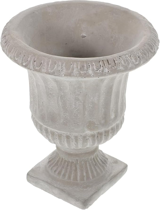 Cabilock Classic Urn Planter Cement Flower Vase, Modern Hydroponic Plant Bottle with Vertical Stripes Design for Patio Home Garden Decor (6.29X4.52X4.52inch)