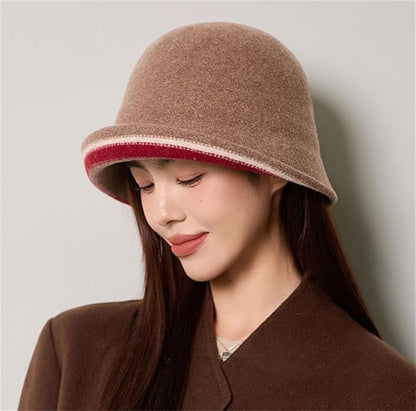 Women Warm Vintage Bucket Hats Fashion Fedora Cloche Cap Classic Felt Bowler Hat Outdoor Fall Winter