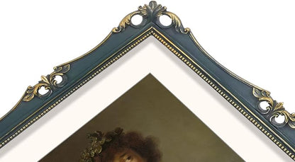 SIMON'S SHOP 11x14 Picture Frame Matted to 8x10 Photo Artwork Print, Vintage Picture Frames for Gallery Wall and Tabletop Display, Antique Style Dark Blue Poster Frame