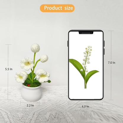 Lily of The Valley Lamp, Crochet Artificial Flower with 5 Little Night Lights, Cute Gifts for Women Wife Girlfriend Birthday Christmas Valentine Mother's Day -Small
