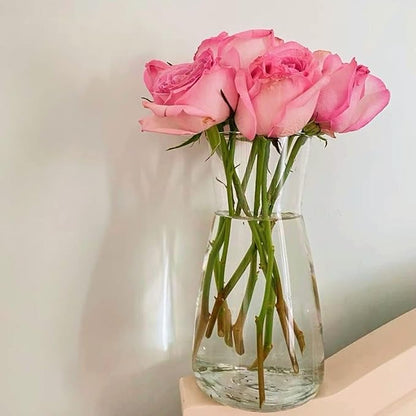 DARENYI Clear Glass Vase for Centerpieces, Home Decor, 8 inch Tall Large Opening Glass Flower Vase for Bouquet, Shelf, Centerpiece, Living Room, Office, Wedding or Gifts