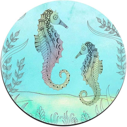 Watercolor SeahorseRound Coaster Set - Made of Recycled Rubber - Set of 4