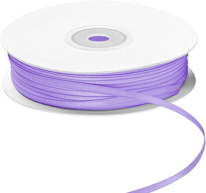 LIUYAXI Light Purple Double Faced Satin Ribbon, 1/8" X Continuous 100 Yards, Thin Ribbons Perfect for Gift Wrapping Wedding Invitation Card Hair Bows Tag Floral Arrangement DIY Craft