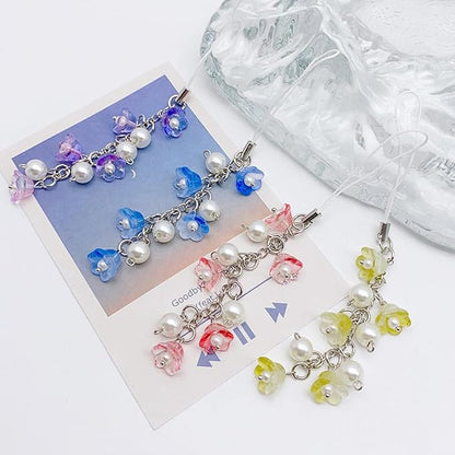 LadayPoa 100pcs Glass Bellflower Beads for Jewelry Making Trumpet Flower Beads Gradient Clear Cute Beads for Bracelets Making Aesthetic Bead Charms for DIY Necklace Decoration-Dark Blue