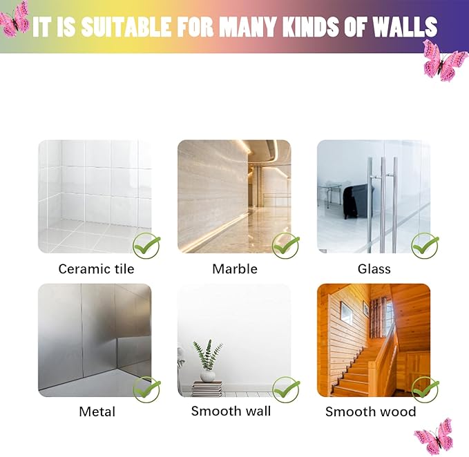SAOROPEB 3D Butterfly Wall Decor, 48 Pcs Double Layer Butterfly Decorations for Party Decorations Locker Decor Refrigerator Decal, Reusable (Pink)