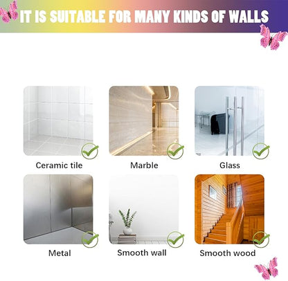 SAOROPEB 3D Butterfly Wall Decor, 72 Pcs Double Layer Butterfly Decorations for Party Decorations Locker Decor Refrigerator Decal, Reusable (Pink)