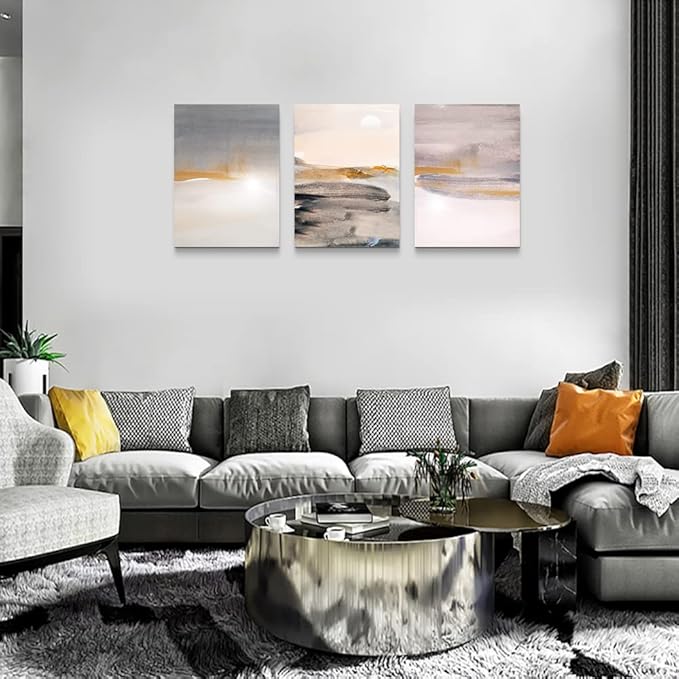 MHARTK66 Wall Decor For Living Room Canvas Wall Art For Bedroom Fashion Wall Decorations For Office Mountain Abstract Ink Paintings Framed Ready To Hang Pictures Artwork Home Decoration 3 Pieces