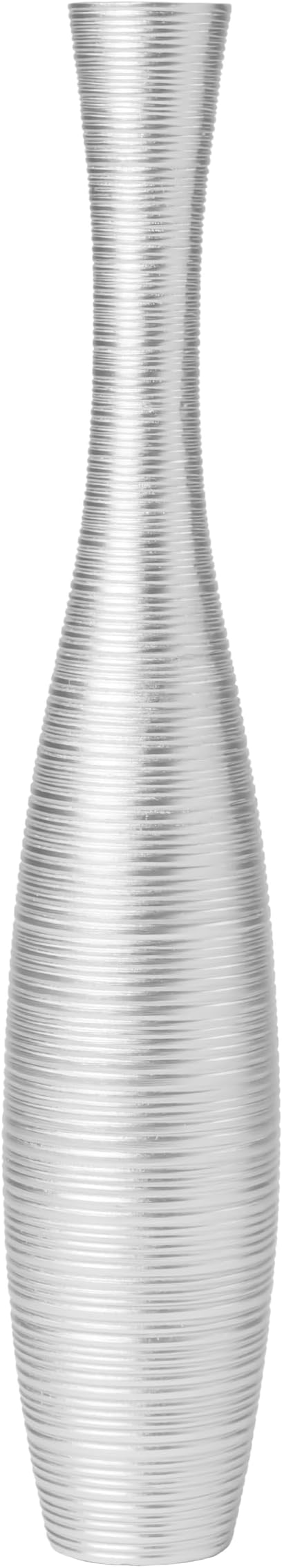 Leewadee Decorative Tall Floor Vase for Living Room Decor, 26 inches, Silver, Resin